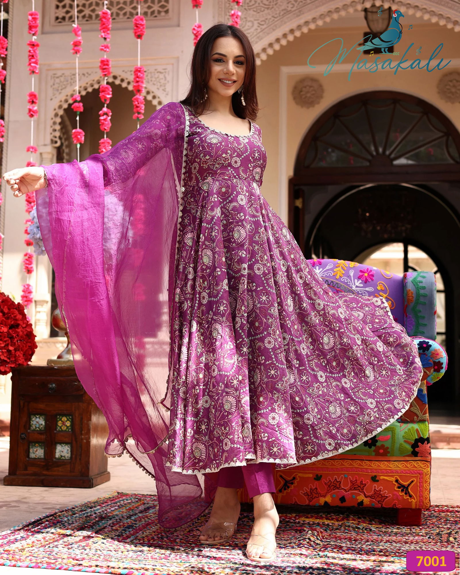 Masakali Vol 07 Masleen Printed Long Anarkali Kurtis With Bottom Dupatta Wholesale Market In Surat